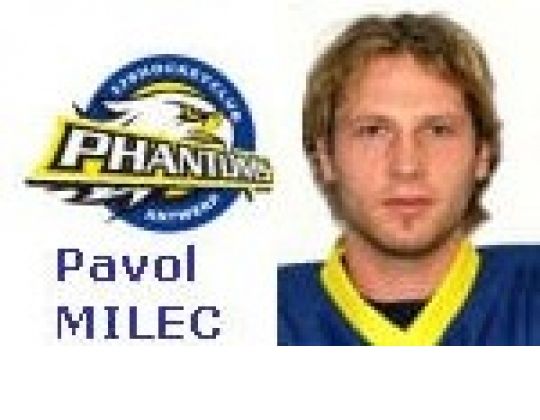 PAVOL MILEC (Antwerp Phantoms), actuel meilleur buteur en Chpt de Belgique (Élite)